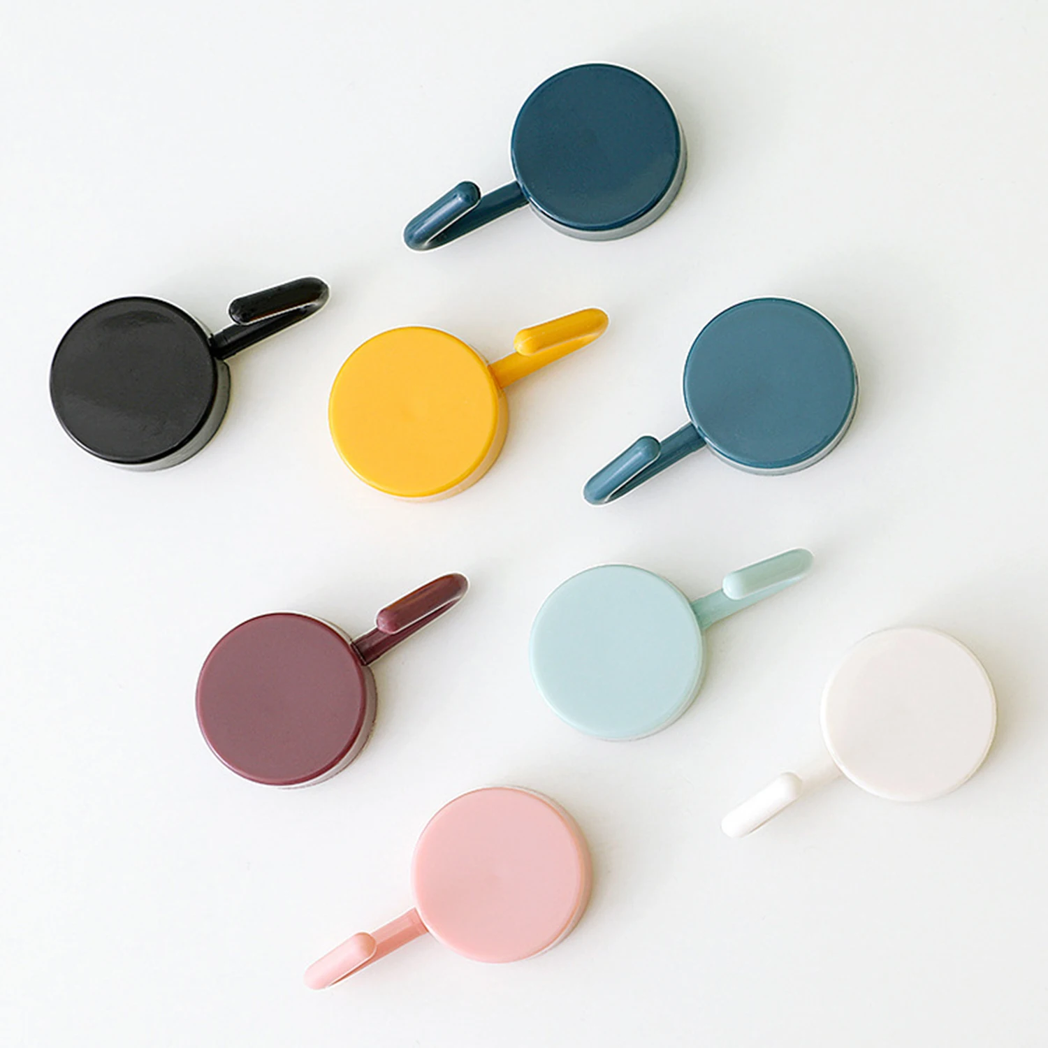 Set of 10 Colorful Round Self-Adhesive Wall Hooks for Home Décor and Organization
