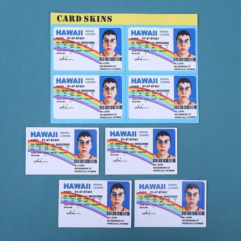 1/4PCS Mclovin Bank Credit Cards Bus Pass Stickers Cool Decoration Waterproof Card Driver's License Credit Card Sticker