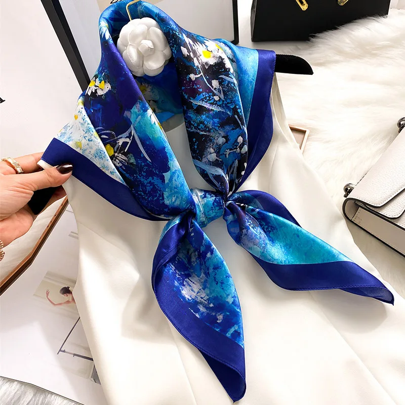 

Blue Silk Scarf Women's Summer Thin 90 Large Square Scarf Versatile Spring and Autumn Mulberry Silk Scarf Shawl
