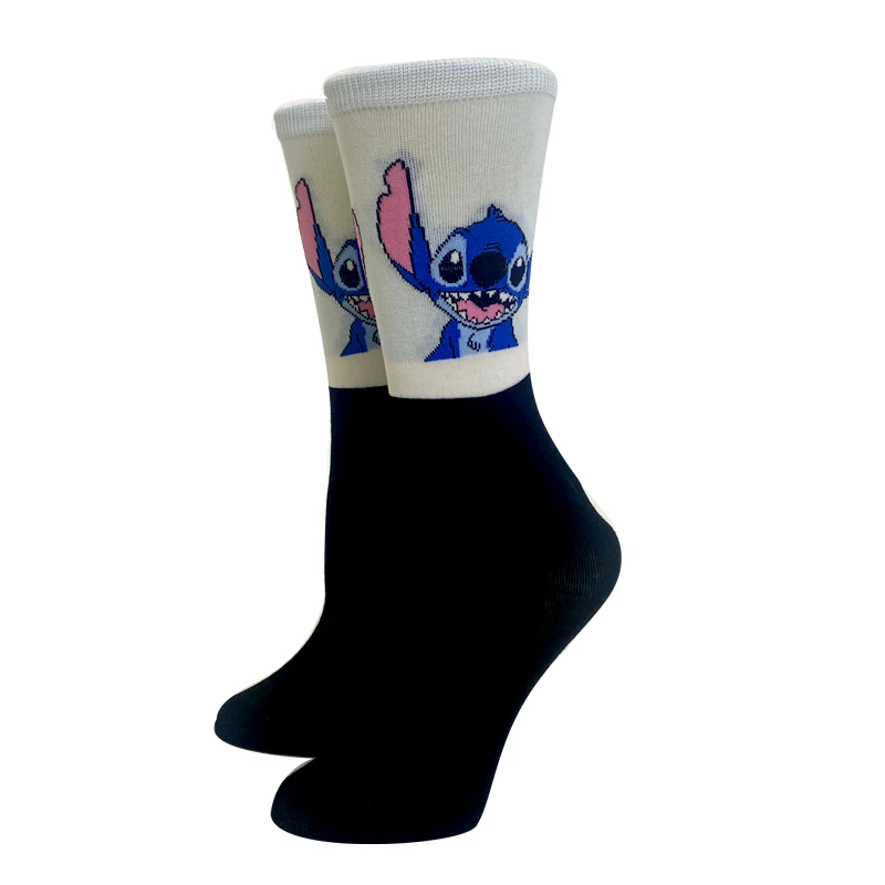 5 Pairs Cartoon Stitch Women socks cotton comfortable Anime socks crew socks Casual happy funny socks Size 35-40