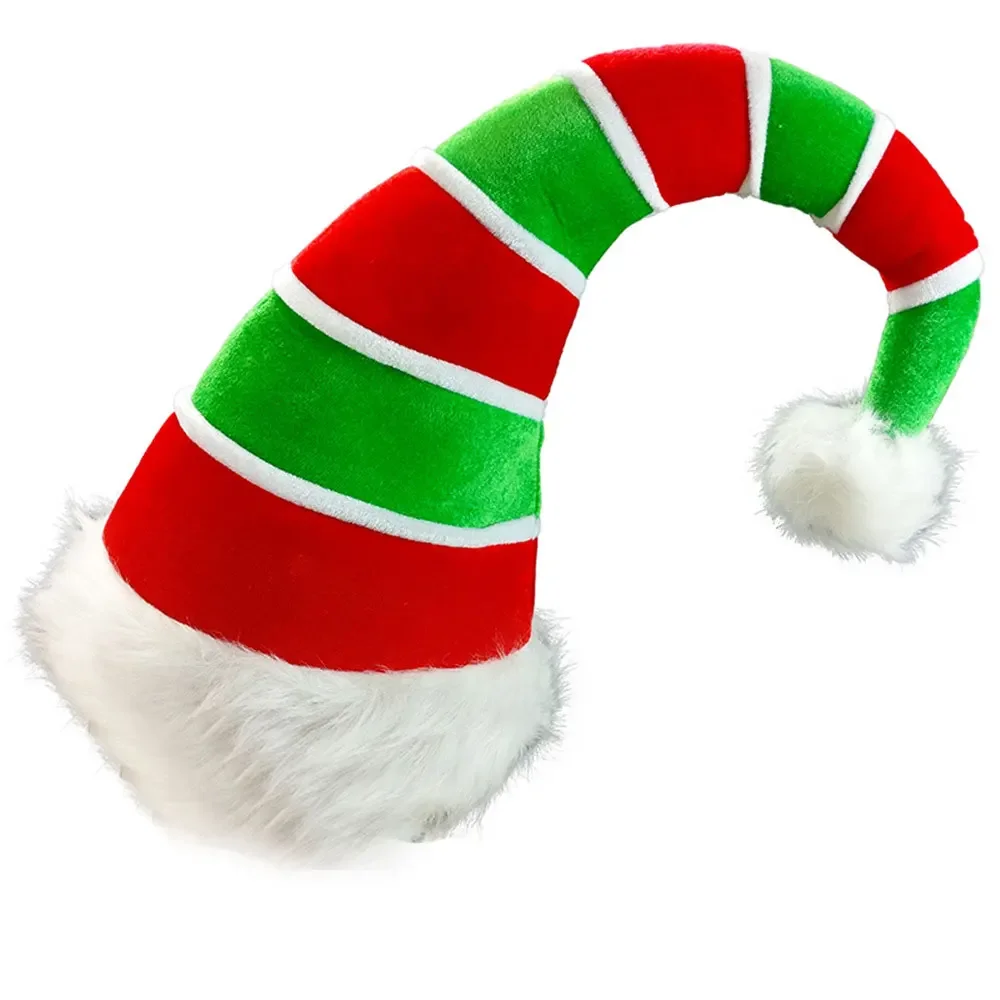 Description Picture 5 of itemChristmas Hat New Year Navidad Snowman Elk Golden Velvet Red and White Striped Christmas Decorations Adult Version Elf Hat