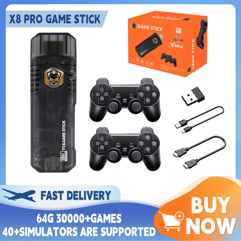 

ТВ-приставка X8 Pro с двумя беспроводными ручками, 30000 игр, для N64, PS1, DreamCast, NDS, NES, CPS, FC, GB, MD, SFC