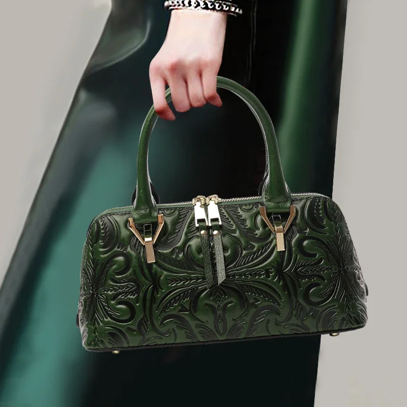 

Женская сумка из натуральной кожи, маленькая сумочка-клатч через плечо из воловьей кожи с тиснением для матери, банкетный чемоданчик