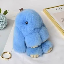  14cm Cute Pluff Bunny Keychain Rabbit Fur Key Chains For Women Bag Toys Doll Fluffy Lovely Pompom Keyring Decor Gift Toy 
