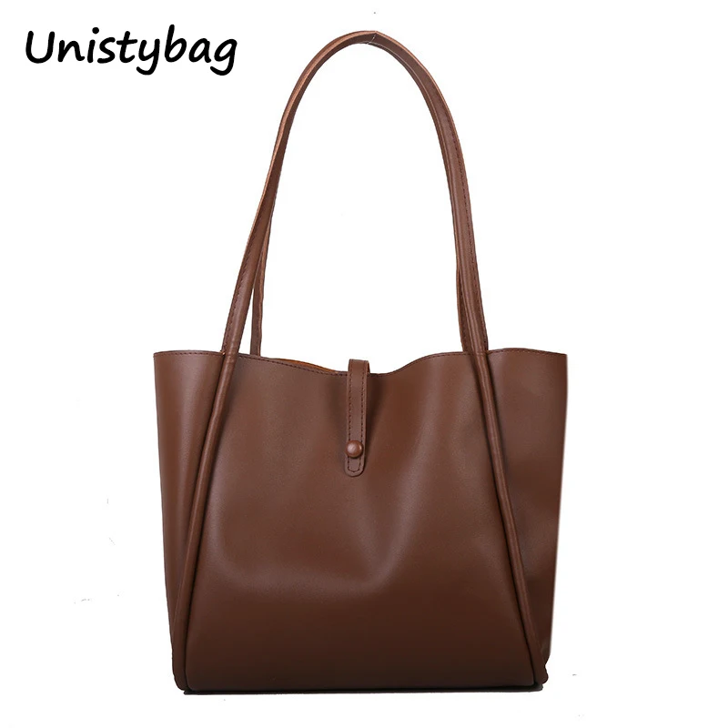 

Unistybag Vintage Shoulder Bag for Women Large Capacity Top Handle Bag Soft PU Leather Composite Bag with a Small Purse