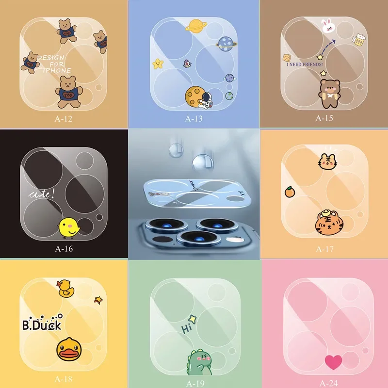 Cartoon Clear Glass Camera Lens Protector Cover