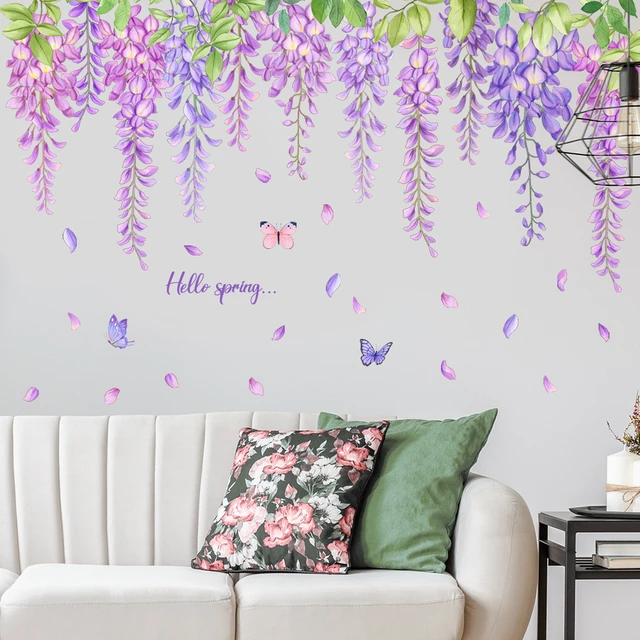 Flores Pegatina De Pared Vinilo Diy Mural Para Casa Sala De Estar  Dormitorio Matrimonio Decoración De La Habitación