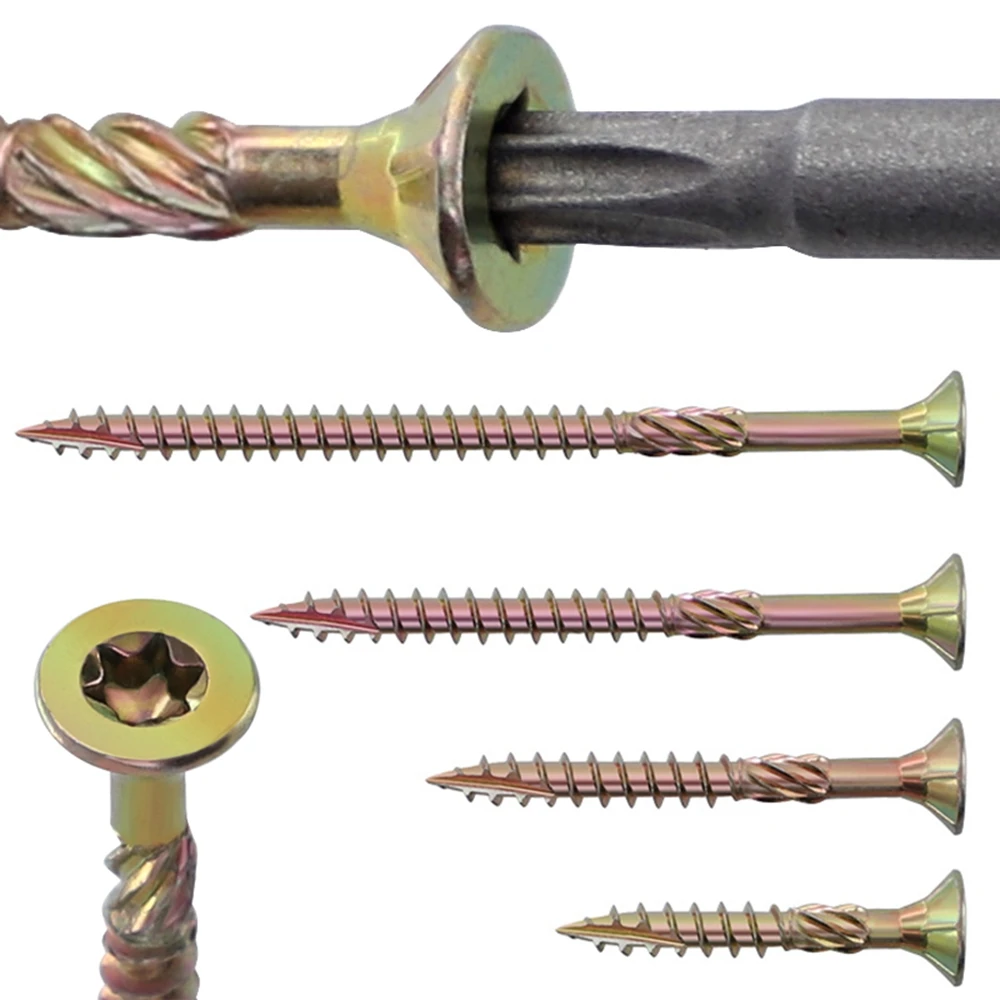 สกรูยึดโลหะแบบเจาะตัวเองชุบสังกะสี อุปกรณ์ยึดติดงานไม้ สกรู T25 1