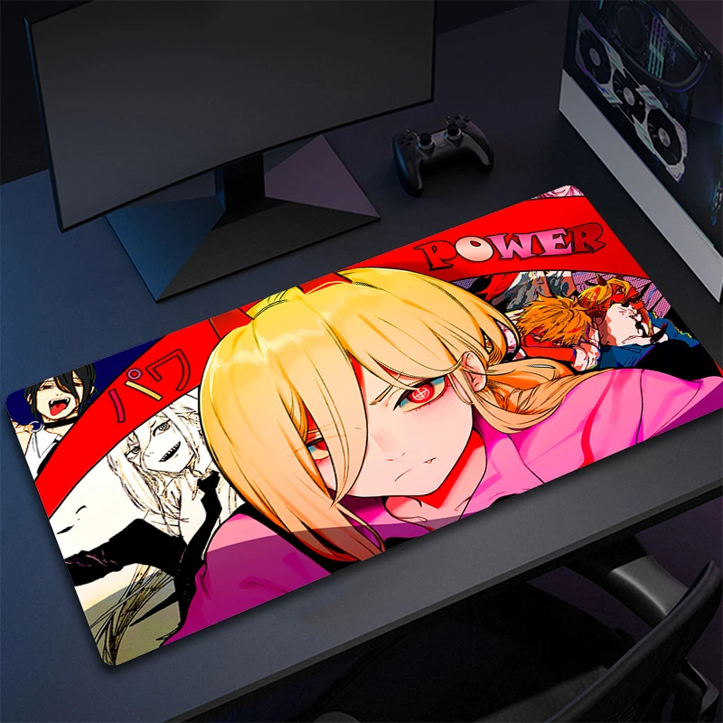 

Chainsaw Man Anime Gaming Mouse Pad Gamer Locking Edge Computer Mousepad Game Rubber Mouse Mat Large Non-Slip Keyboard Mat XXL
