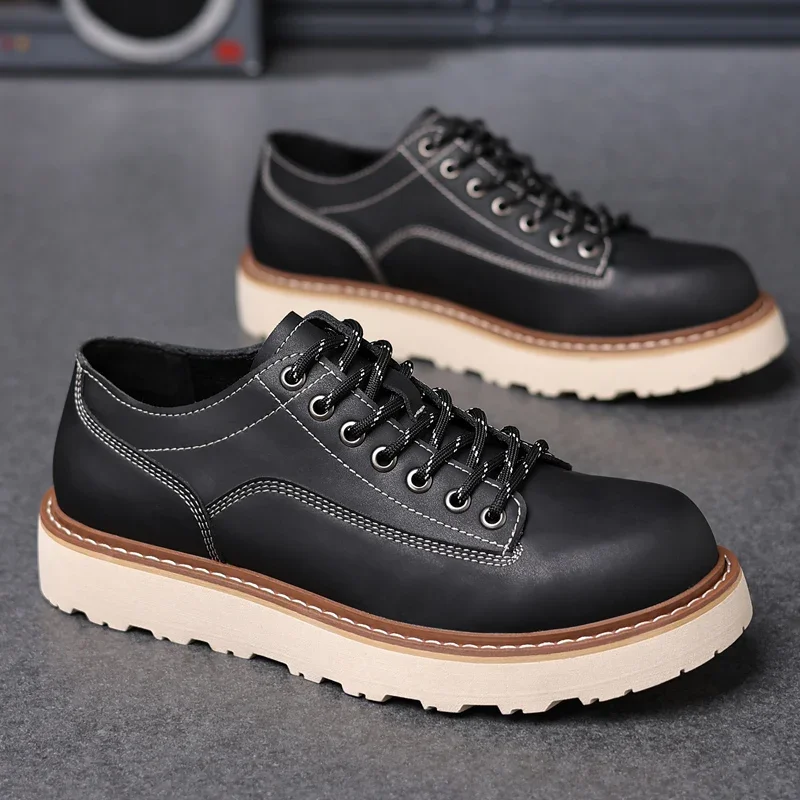 

Spring Lace-up Oxford Shoes Leather Outdoor Walking Sneakers New Fashion Male Casual Shoes Soft Driving Shoes Sneakers Men Shoes