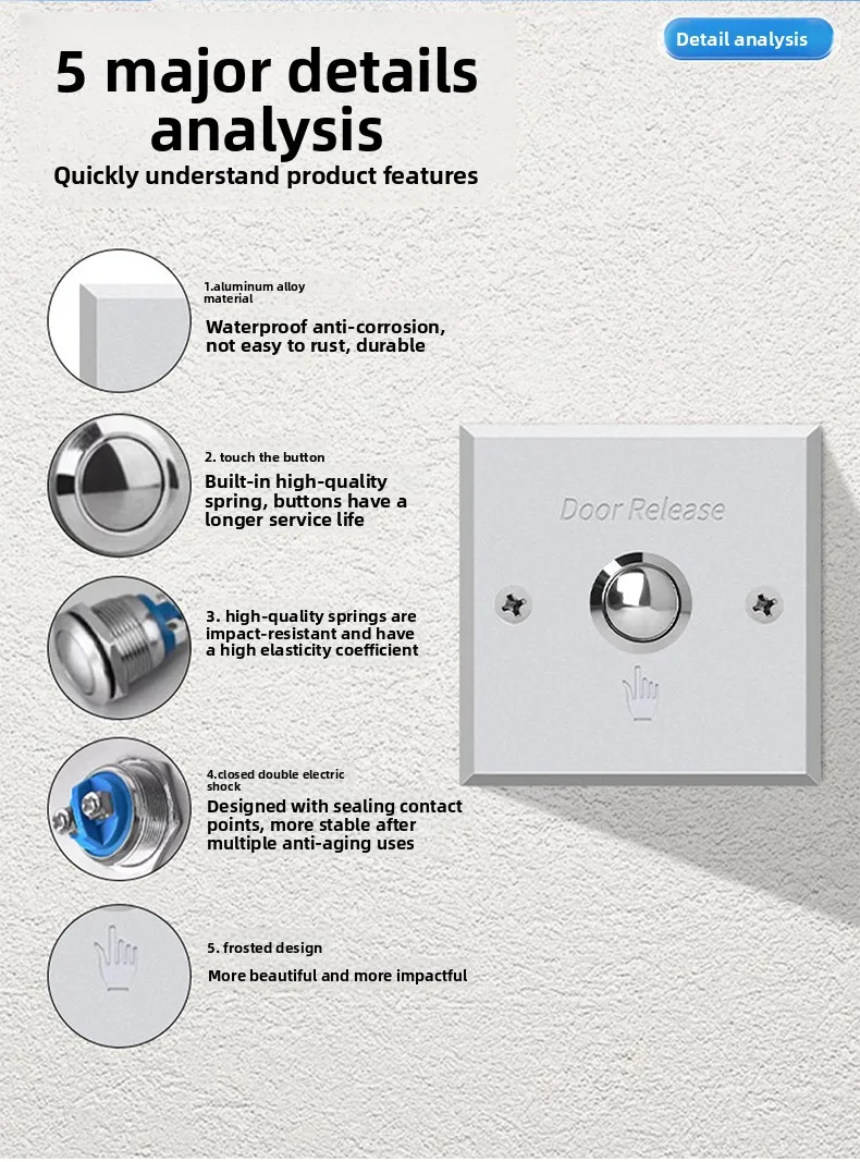access control button switch control panel electronic door waterproof aluminum a