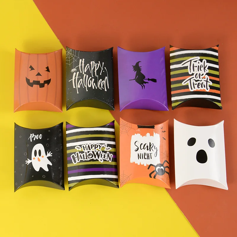 10/20Pcs Halloween Funny Pillow Scatole Di Carta Cartoon Ghost Pumpkin Candy Gift Cookie Box Bag Dolcetto O Scherzetto Decorazioni Per Feste Di Hallow