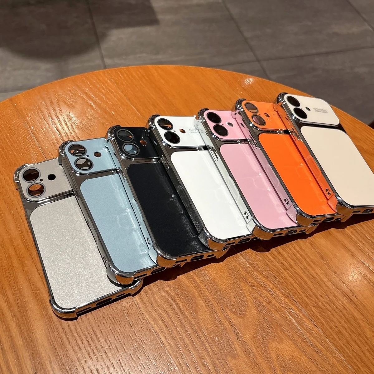 Official Plating Large Window Orange Phone Case with Four-Corner Anti-Fall Camera Protector