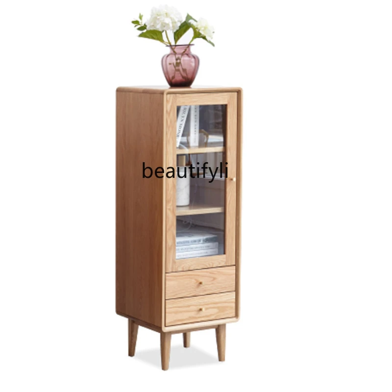 

Solid Wood TV Cabinet Side Cabinet Nordic Oak Clothes Closet Modern Minimalist Living Room Locker