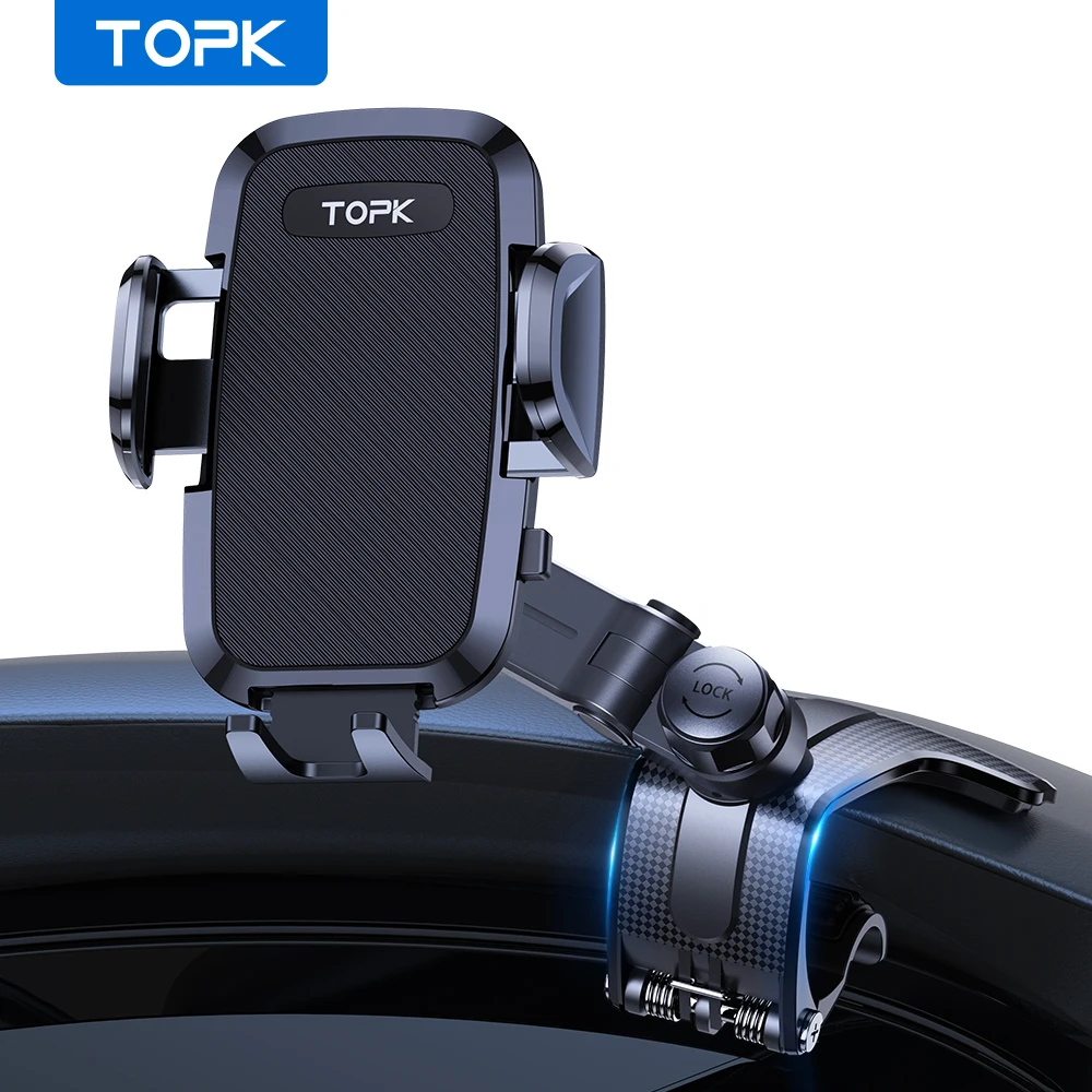 TOPK Car Phone Holder for Dashboard [Multi-Angles&Stable] Adjustable Cell Car Phone Mount Anti-slip Silicone Clip for Smartphone