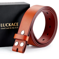 Premium Genuine Cowhide Leather Belt Strap with Snap Buttons - 130cm (Light brown)
