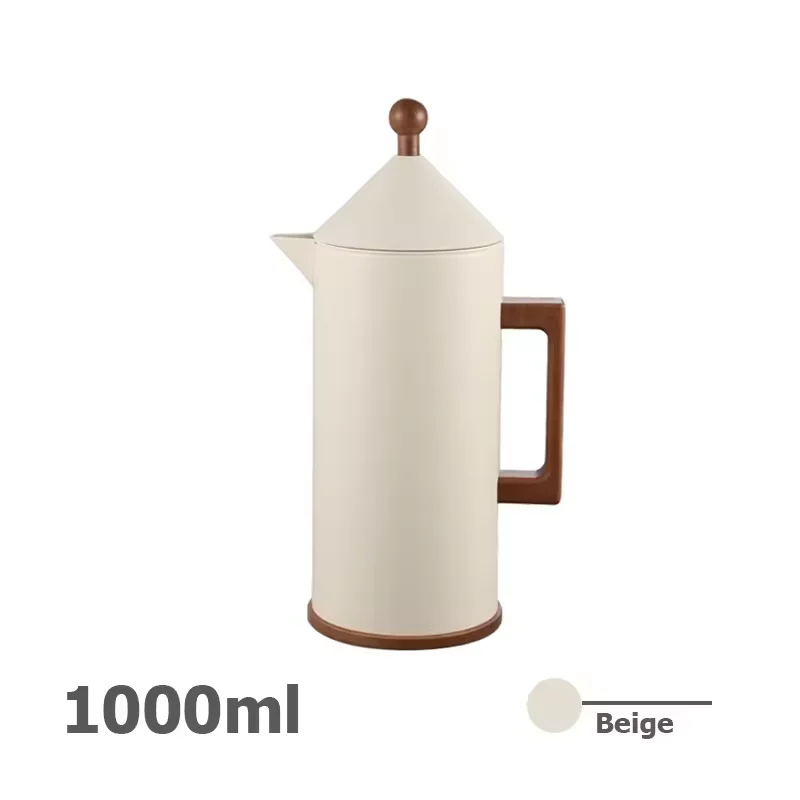 ترمس قهوة ستانلس ستيل مقبض خشب