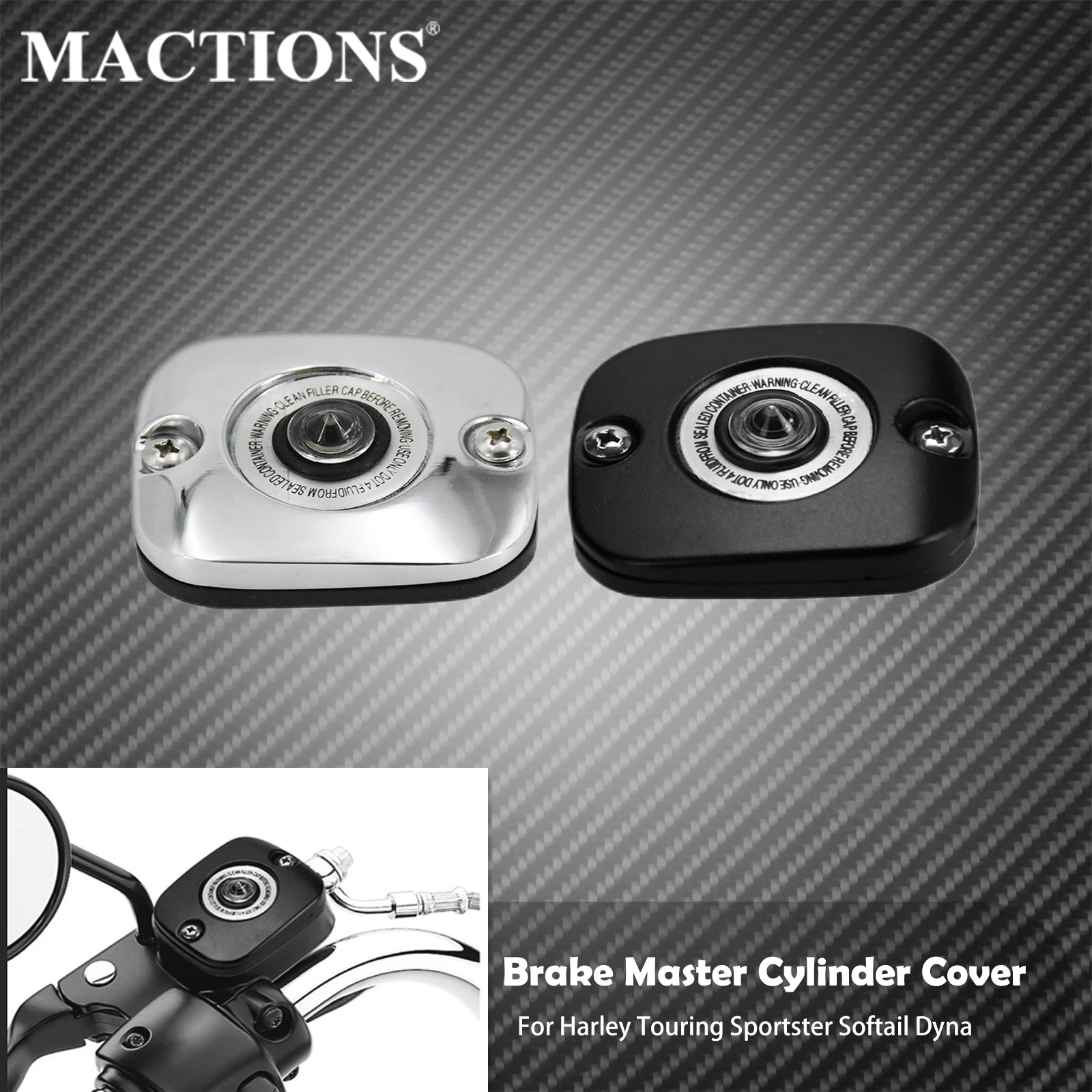 MotorcycleChromeBlackFrontBrakeMasterCylinderCoverForHarley