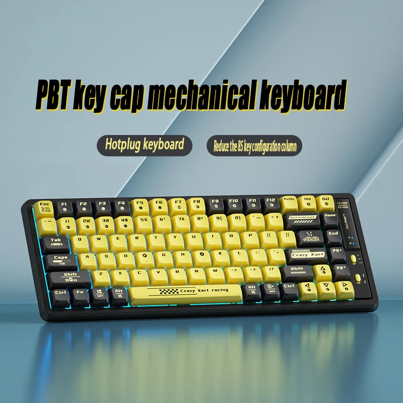 

L9 3 режима RGB механическая клавиатура горячий разъем 85 клавиш Электрический игровой офисный компьютер Bluetooth беспроводной
