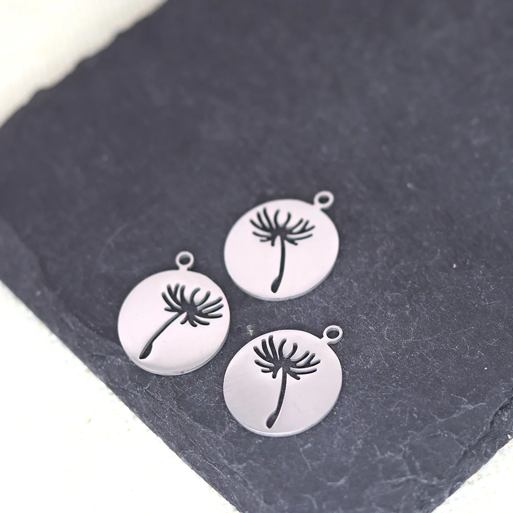 

3pcs/Stainless steel silver hollow dandelion pendant For Jewelry Making DIY fashion Handmade Findings