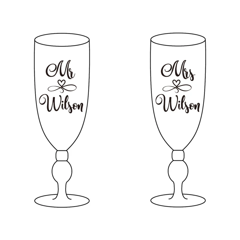 Personalisierte Hochzeit Champagnerflöte Benutzerdefinierte Lasergravur Herr und Frau Glasflöte Tasse Valentinstag dekoriert Champagnerflöte Geschenk – Detail 7