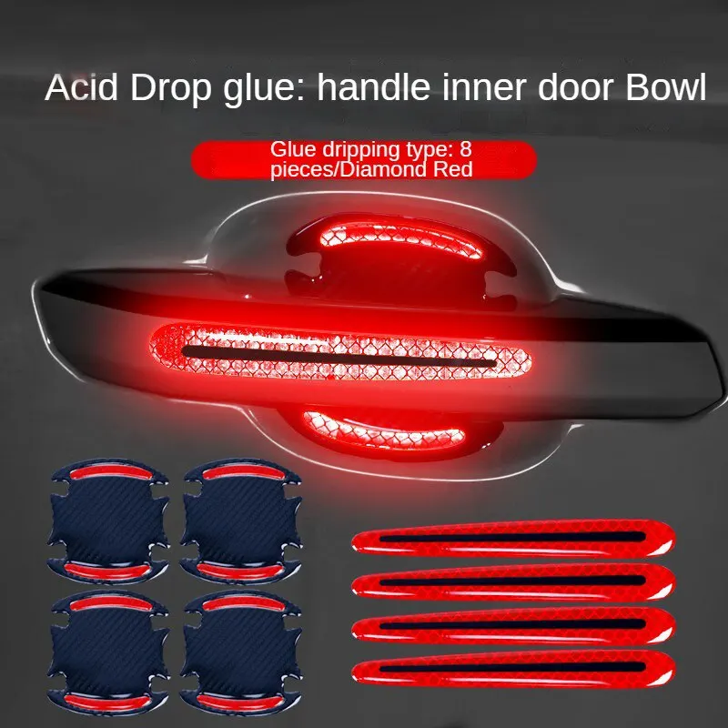 8PcsDoorHandleSticker3DCarbonFiberCarDoorHandlePaintScratch
