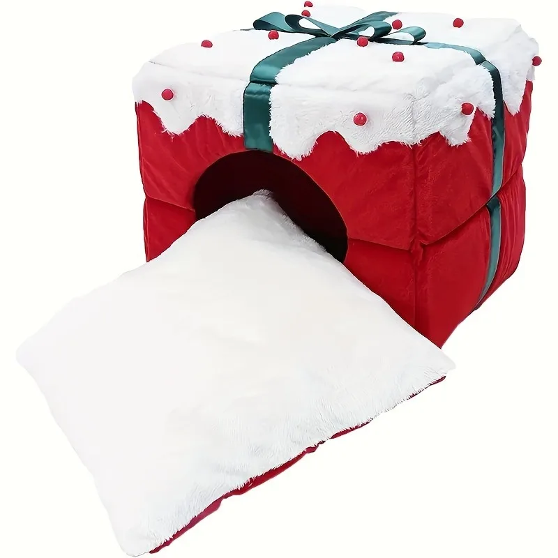 Bed for Cats Christmas Goods Warm Dog Winter Cushions Accessories Things Houses and Habitats Basket Accessory Kitten House Puppy - Image 3