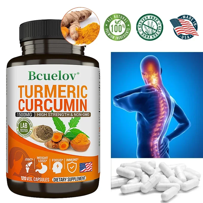 Turmeric Vegetarian Capsules-1500mg-Fast Absorption Black Pepper, Joints Heart Immune, Musculoskeletal