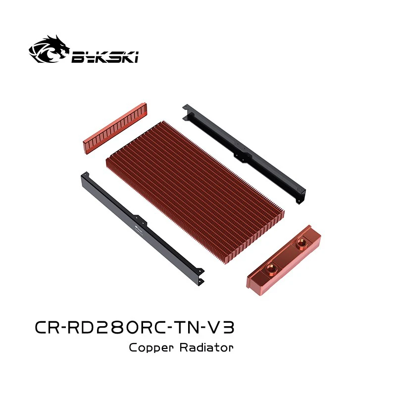 Bykski Radiador de Computador com Descarga de Água 28 mm de Espessura Cobre Mais Latão 280 mm Permutador de Calor Líquido Radiador de Metal para Ventiladores de 140 mm g1 4 - Imagem 3