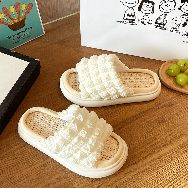 Linen slippers 2023 new men's and women's four seasons universal indoor home home couple non-slip mute cotton and linen slips