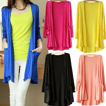 Autunno Estate Protezione solare Abbigliamento Donna Manica lunga Modal Cardigan Giacca Scialle da donna Cardigan femminile Cappotto ampio da donna 1