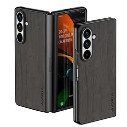 Bamboo Wood Pattern Leather Cover - Z Fold 4 (GY)