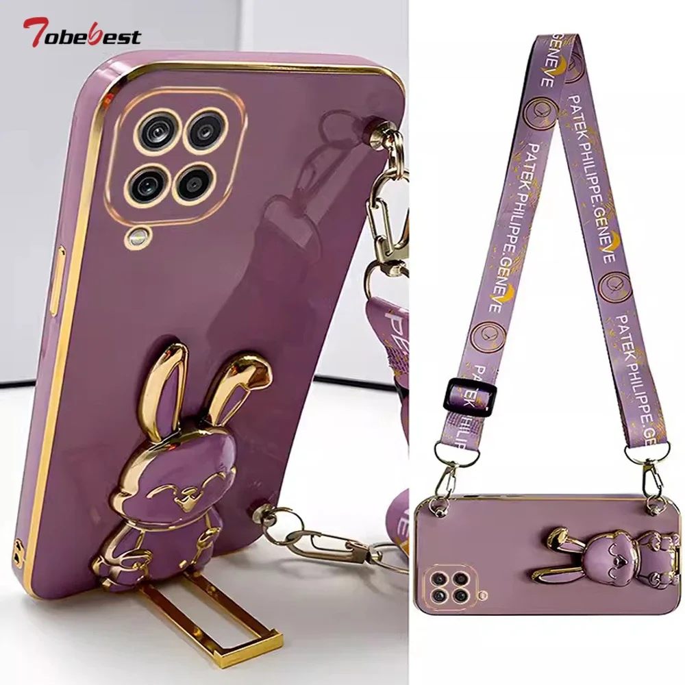 Sleek Crossbody Lanyard Rabbit Plating Case - Enhanced Protection