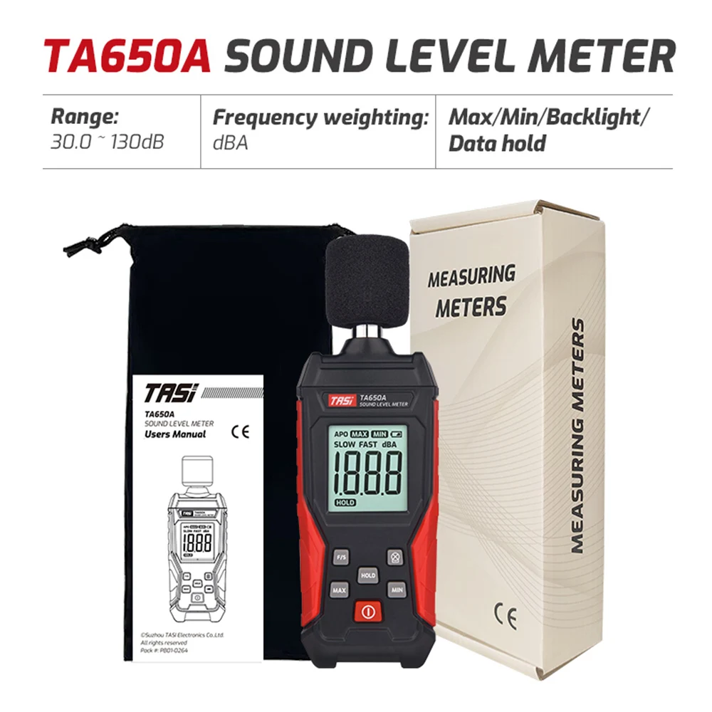 TASI TA650A Digital Sound Level Noise Meter Measurement 30-130dB Decibel Detector Audio Tester Metro Smart Sensor sound level meter digital noise meter
