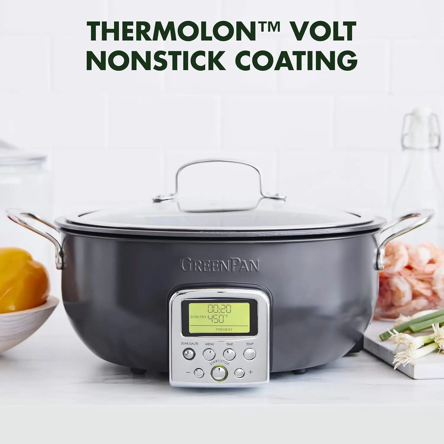 Essential Smart Electric 6QT Skillet Pot, Presets to Sear Saute Stir-Fry and Cook Rice, Healthy Ceramic Nonstick and Dishwasher 2
