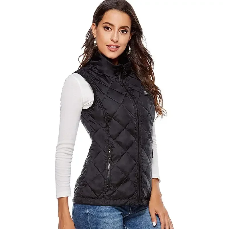 Women 9-zone dual switch Heating Vest Autumn and Winter Cotton Vest USB Infrared Electric Heating suit Flexible Thermal heated jacket