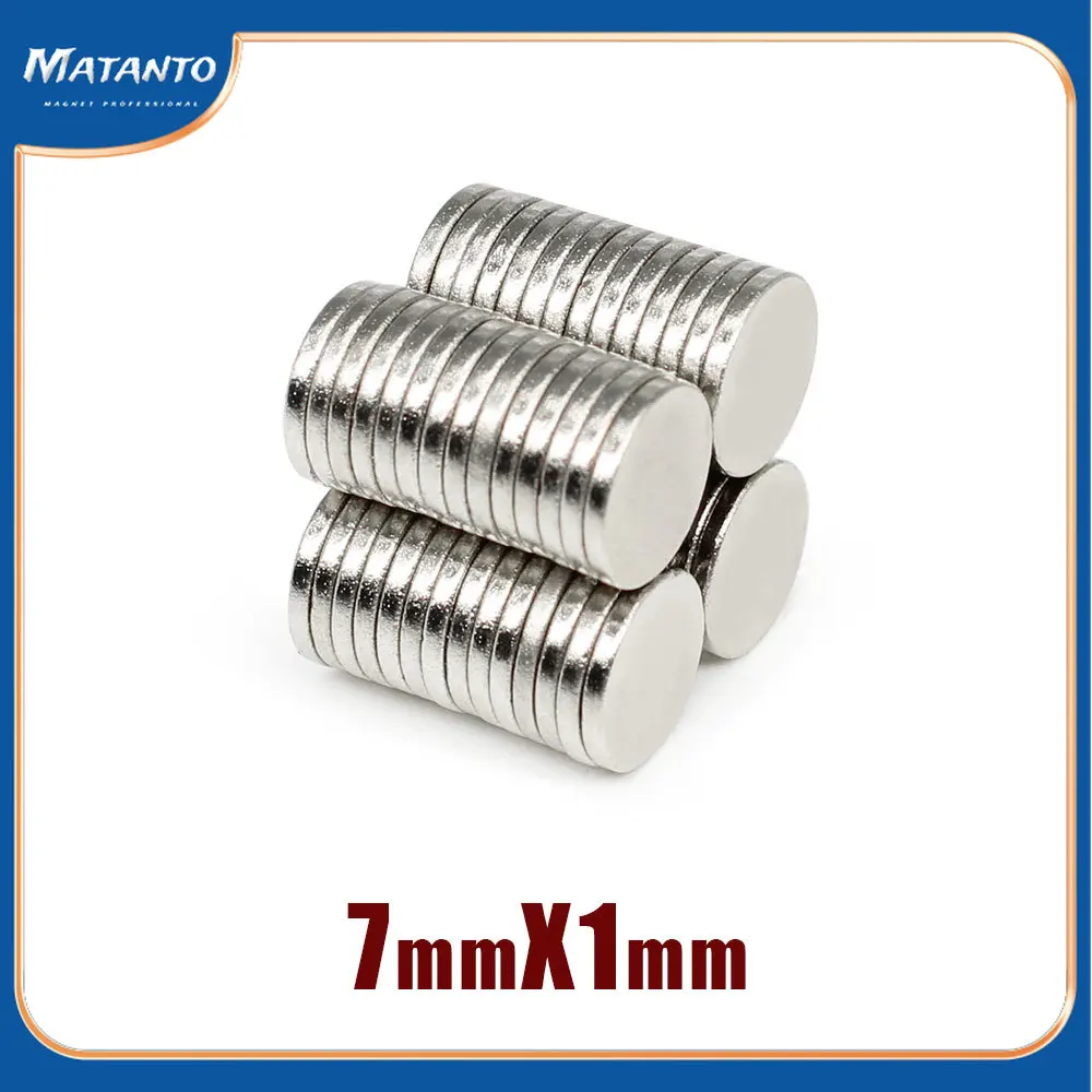 

50/100/200/300/500/1000PCS 7x1 mm thin sheet N35 Neodymium Magnet Disc Powerful Magnets Round 7x1 mm Permanent Magnet 7mm*1mm