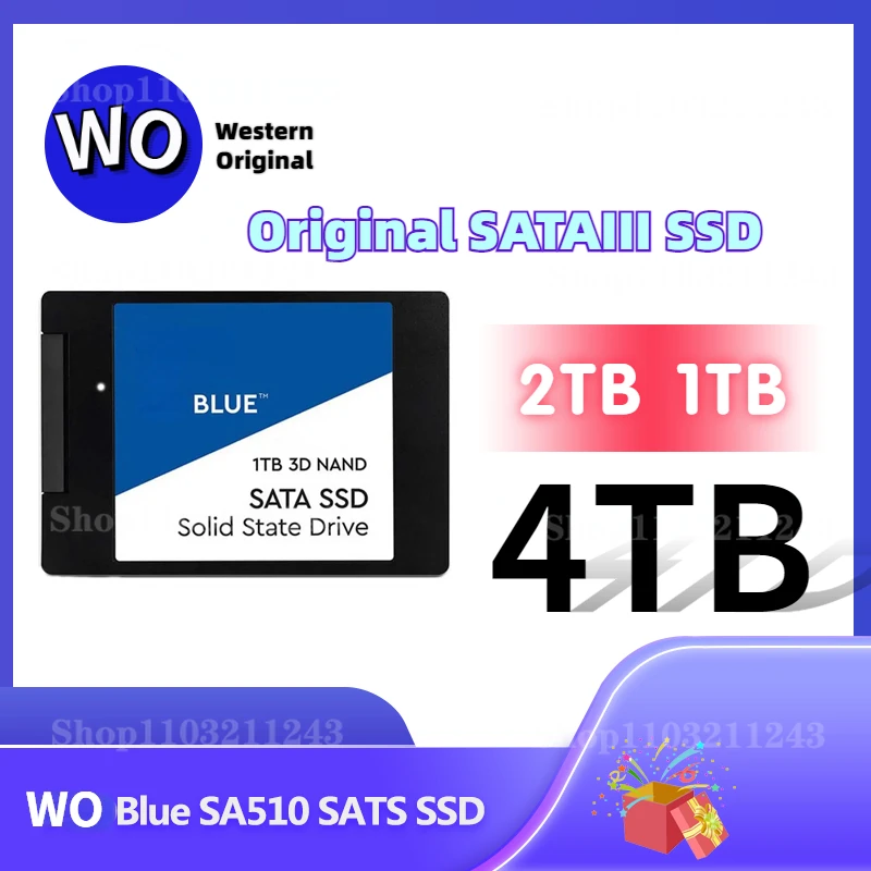 

Western 500GB 1T 2T 4T Blue SATA 510 SSD Original 2.5"SATA III Built-in Solid State Drive up to 560mb/s for Desktop Laptop PS5