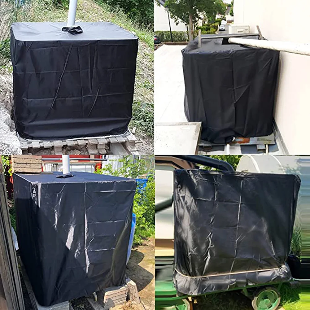 D2 Black 600L Water IBC Tank Protective Cover Tote Outdoor Waterproof Dustproof Cover Sunscreen Garden Yard Home Rain Container