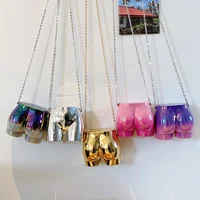 Women Evening Clutch Handbags Acrylic Butt Shape Mini Novelty Purse Chain Strap Unique Shoulder Bag Stylish Ladies Bag 1
