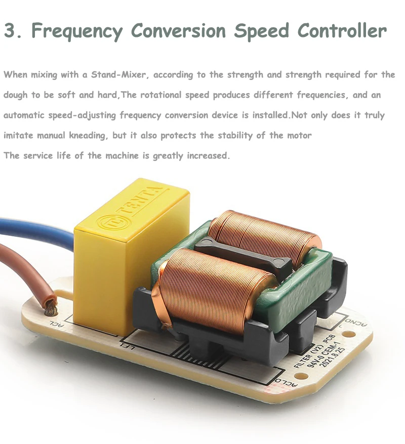 X7 Tilt-Head Electric Stand Mixer Professional Grade Chef Machine 7L 800W 304 Stainless Steel Frequency conversion  With 9 Gears