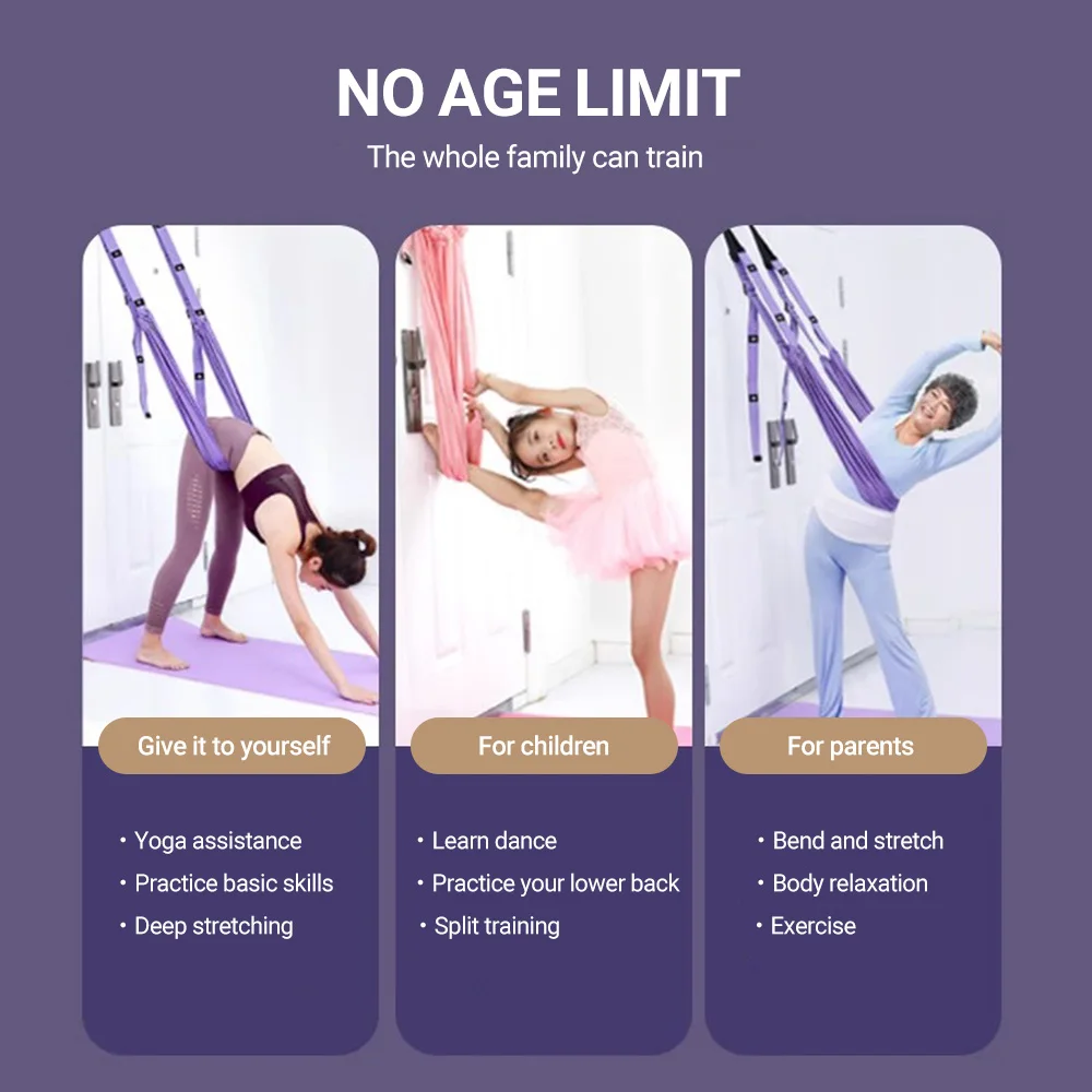Professional Aerial Yoga Silk Strap with Capacity Inversion Training Belt for Women Pilates Leg Split Stretcher Home