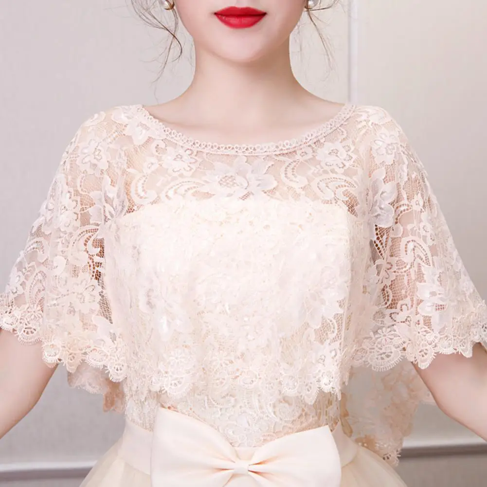 

Fashionable Shawl Stunning Lace Wedding Shawl Elegant Bridal Shrug Chiffon Cape for Women Evening Party Wraps Boleros Evening