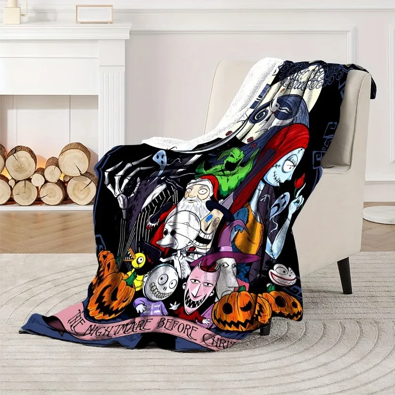 Cozy Nightmare Before Christmas Flannel Throw Blanket Ultra-Soft Warm Bed Office and Travel Machine Washable, Easy Care decorate 2