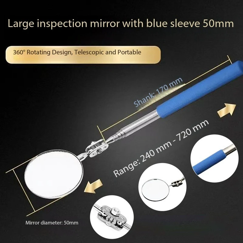 1PC 자동차 수리 검사 거울 360도 접이식 텔레스코픽 반사경 차체 검사용