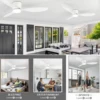 IRALAN Ceiling Fan With Light,42 Inch/52 Inch Low Profile Ceiling Fan with remote control,  For Indoor and Covered Outdoor 3