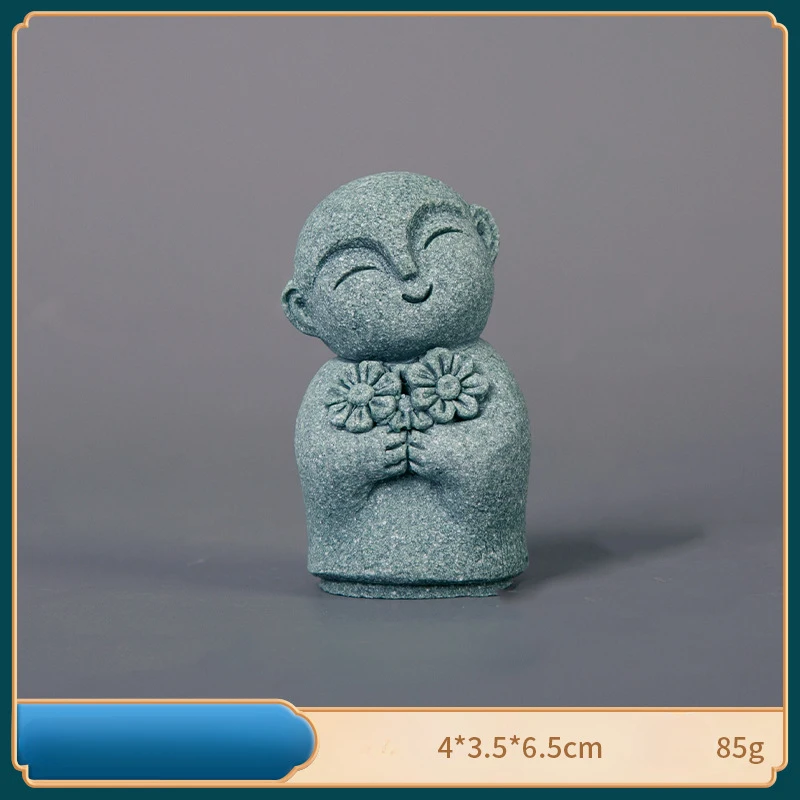 Buddha Jizo Stone Statue Sculpture Feng Shui Praying Monk Collectible Figurine Fish Tank Aquarium Tea Pet Office Home Decoration 5