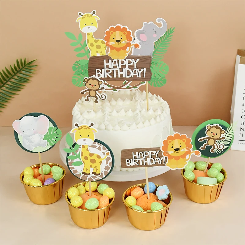 Cake Topper, Cupcake Square Card, Birthday Party Dessert