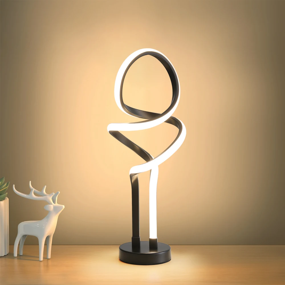 Small Unique Bedside Dimmable LED Table Lamp with Plug, Modern Desk Lamp for Girls Room, Living Room, Dresser 5