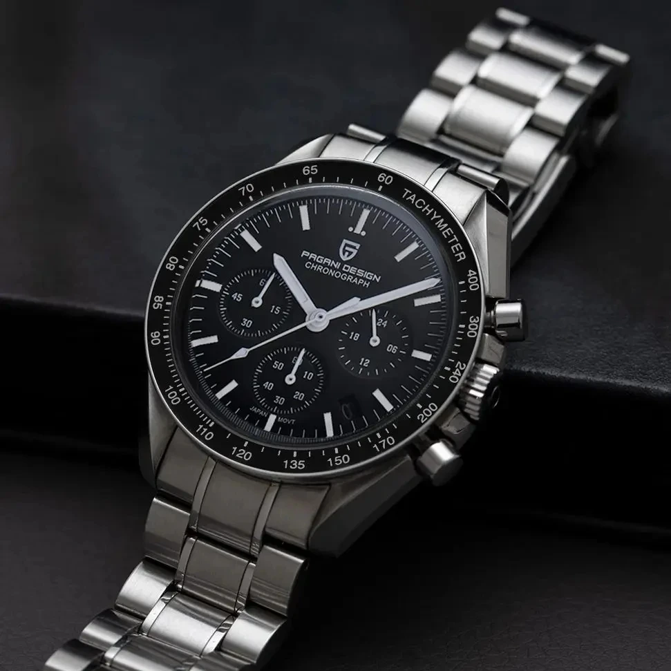 

PAGANI DESIGN Quartz Date Speed Chronograph AR Sapphire Sport Man watch 100M Waterproof Stainless steel Watch men TMI VK63 Watch